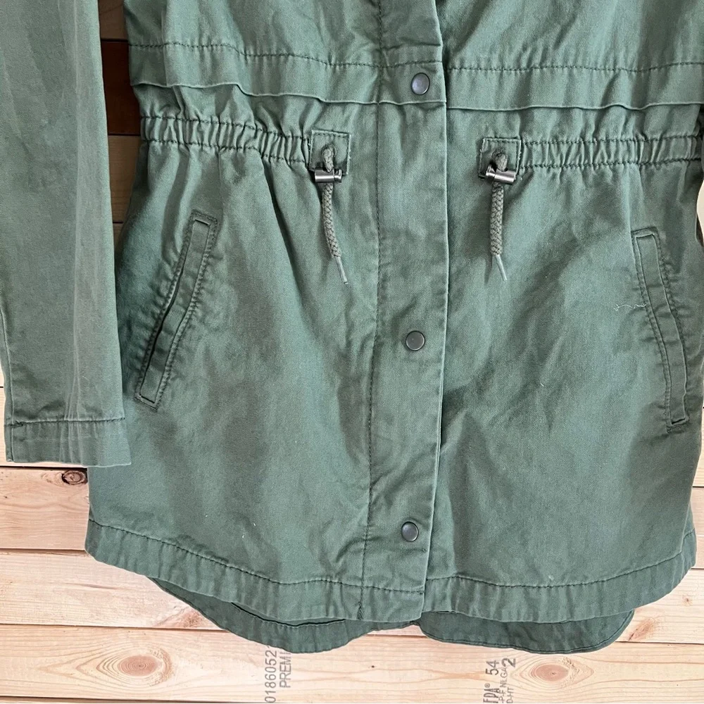 Old Navy Army Green Zipper snap Button Front Hoody Jacket kids size XL (14)